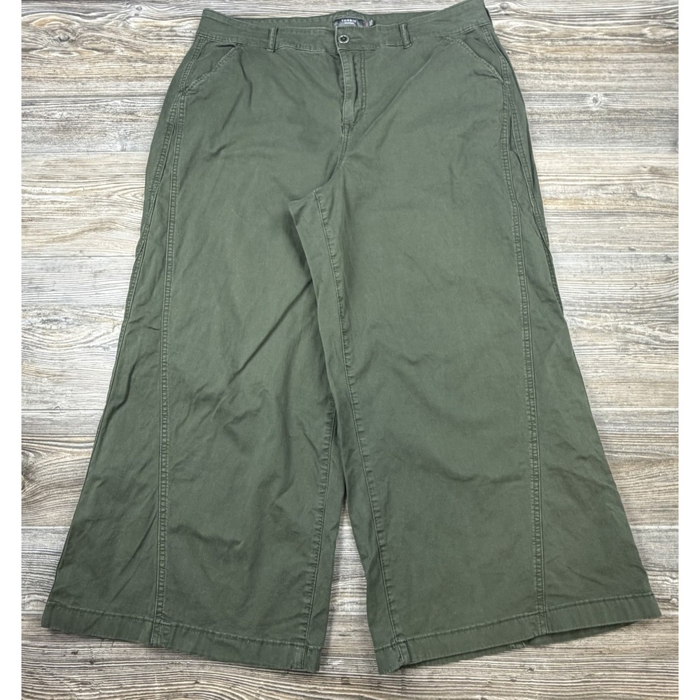 Torrid Wide Leg Cropped Pants Green Cotton Stretch 16 Short Casual Fall Vibes
